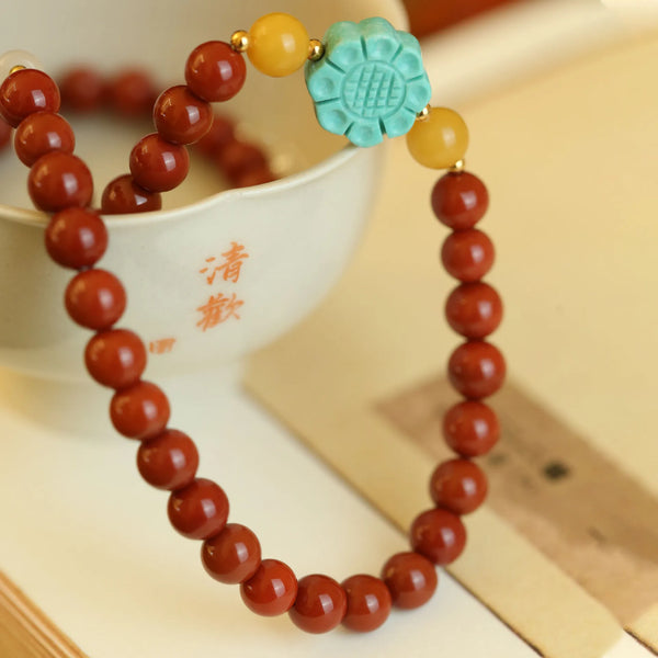 Red Agate Bead Bracelet-ToShay.org