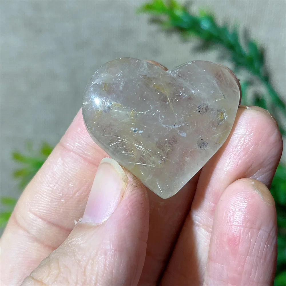 Gold Hair Rutile Quartz Heart-ToShay.org