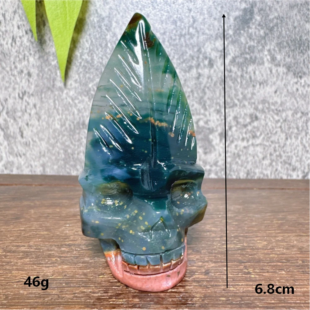 Ocean Jasper Feather Skull-ToShay.org