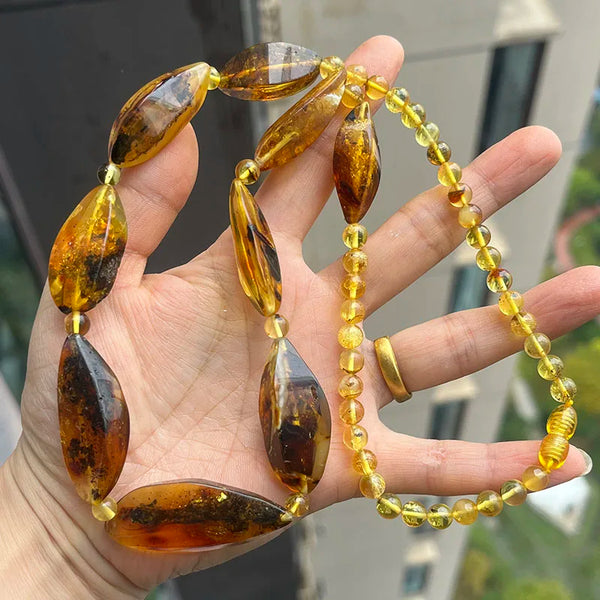 Yellow Amber Bead Necklace-ToShay.org