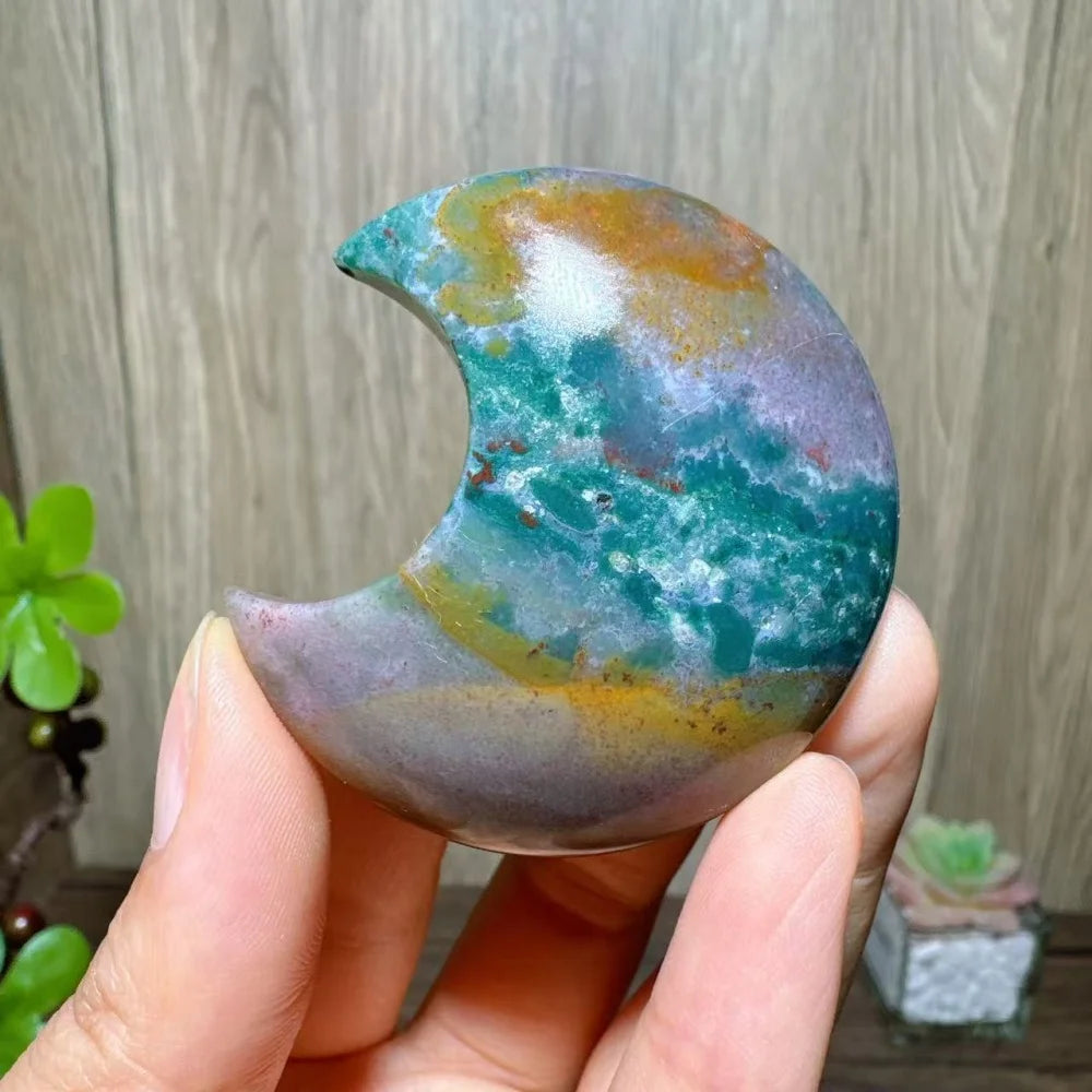 Green Moss Agate Moon-ToShay.org