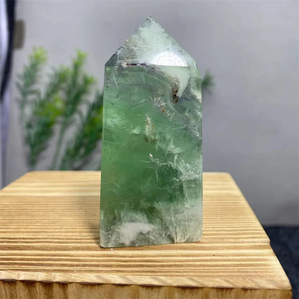 Green Feather Fluorite Wand-ToShay.org