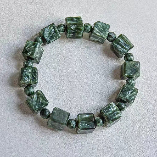 Green Seraphinite Cube Bracelet-ToShay.org