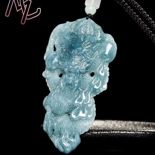 Blue Jadeite Dragon Pendant-ToShay.org