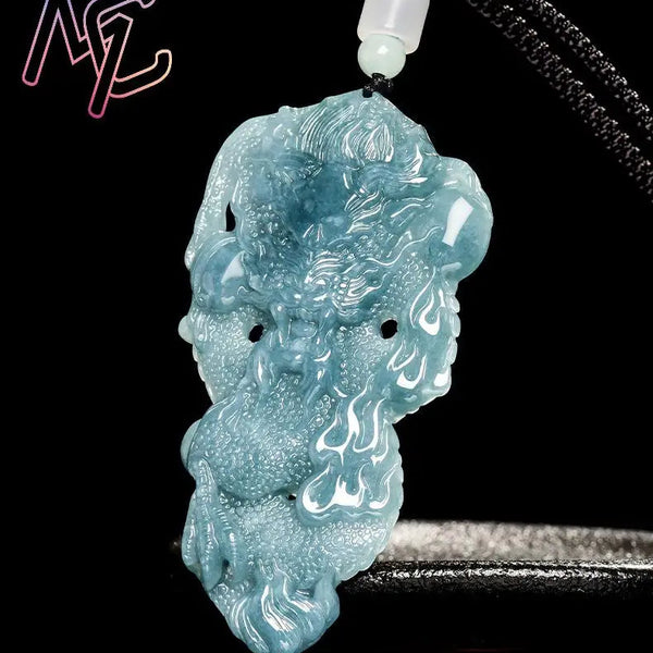 Blue Jadeite Dragon Pendant-ToShay.org