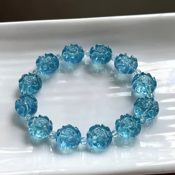 Blue Aquamarine Flower Bracelet-ToShay.org