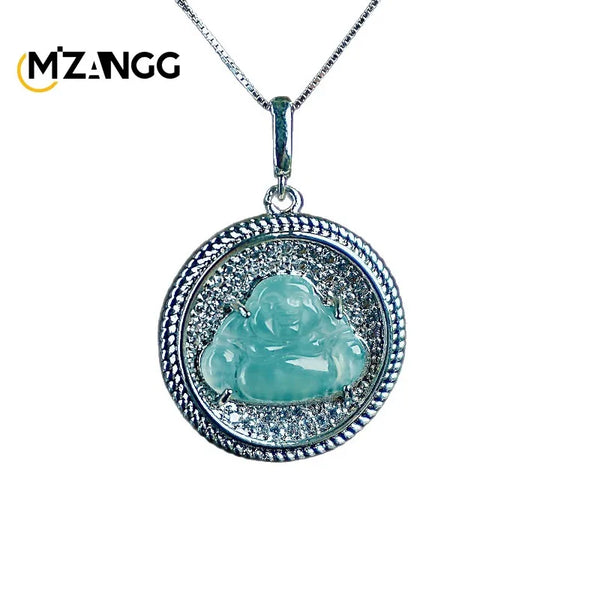 Blue Jadeite Maitreya Buddha-ToShay.org