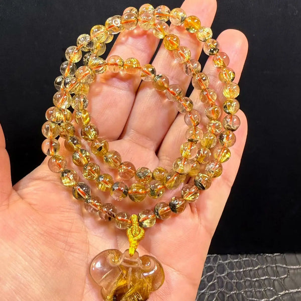 Gold Rutilated Quartz Wrap Bracelet-ToShay.org