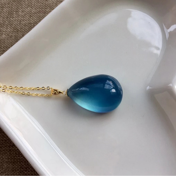 Blue Aquamarine Quartz Pendant-ToShay.org