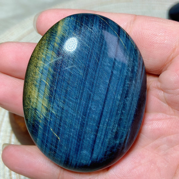Blue Tiger Eye Palm Stone-ToShay.org