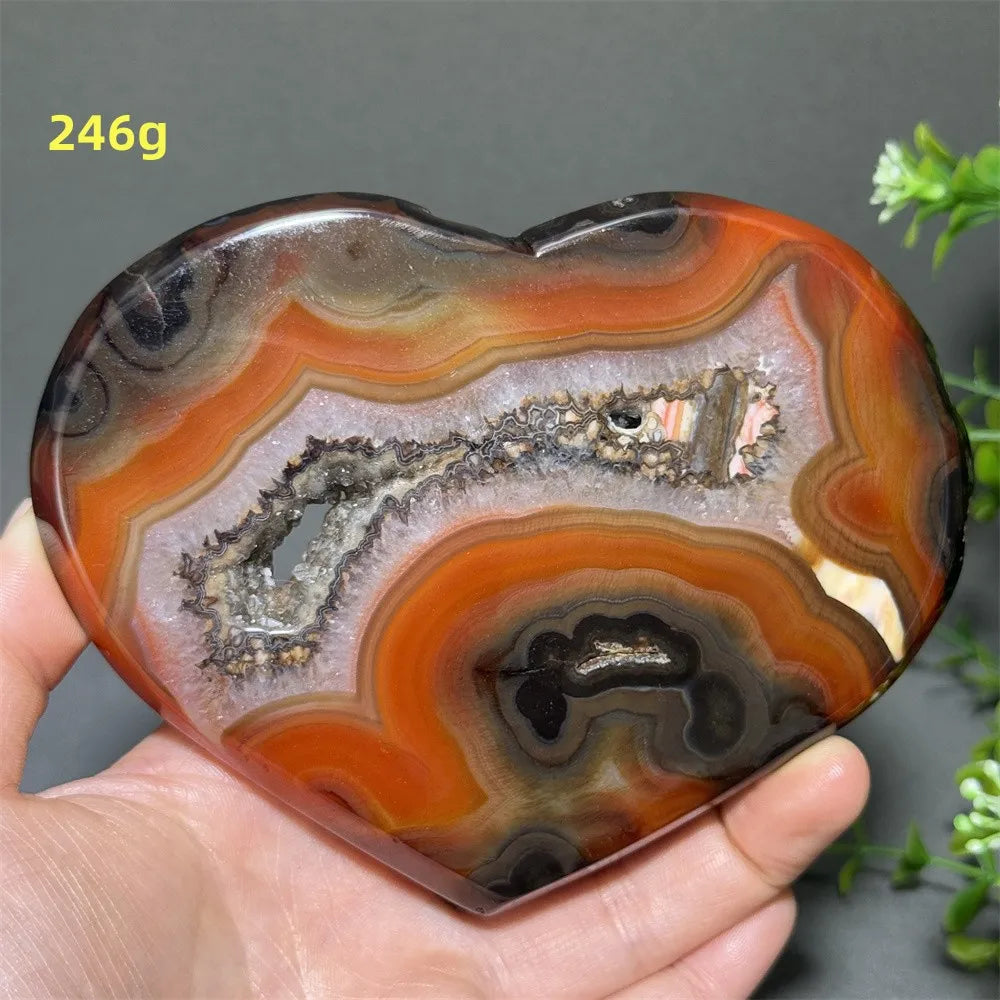 Black Red Striped Agate Hearts-ToShay.org
