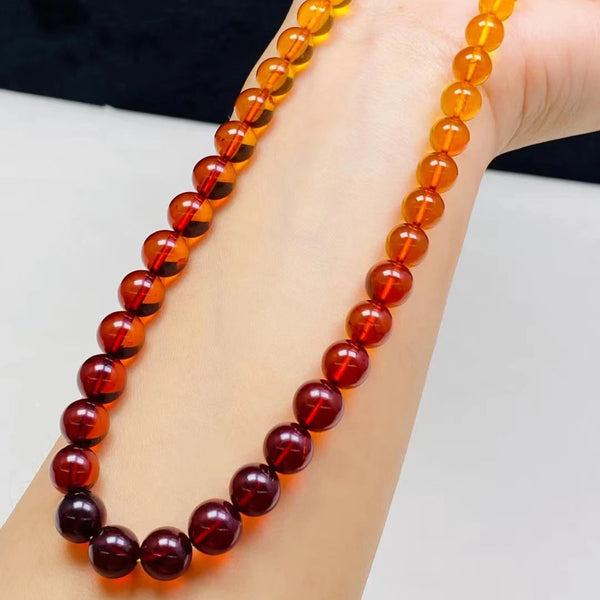 Rainbow Red Amber Bead Necklace-ToShay.org