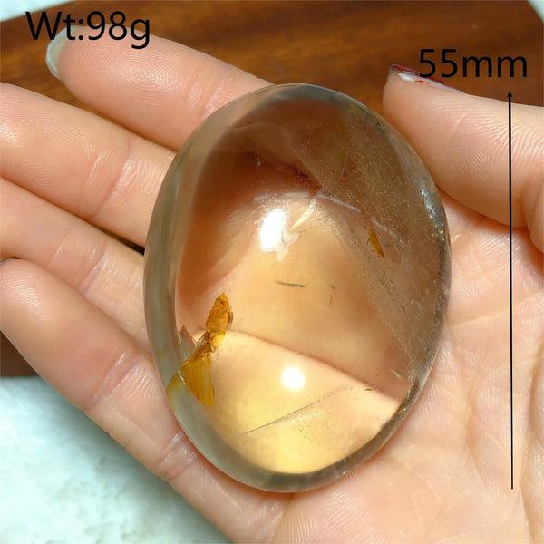 Clear Smokey Quartz Palm Stone-ToShay.org