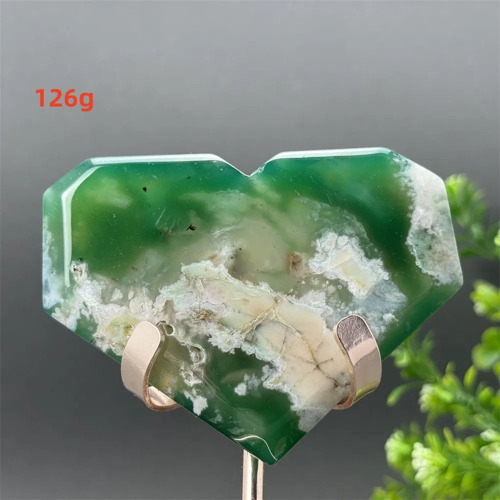 Green Cherry Blossom Agate Heart-ToShay.org