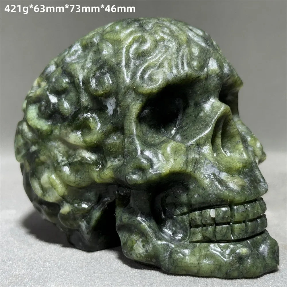 Green Jade Carved Skull-ToShay.org