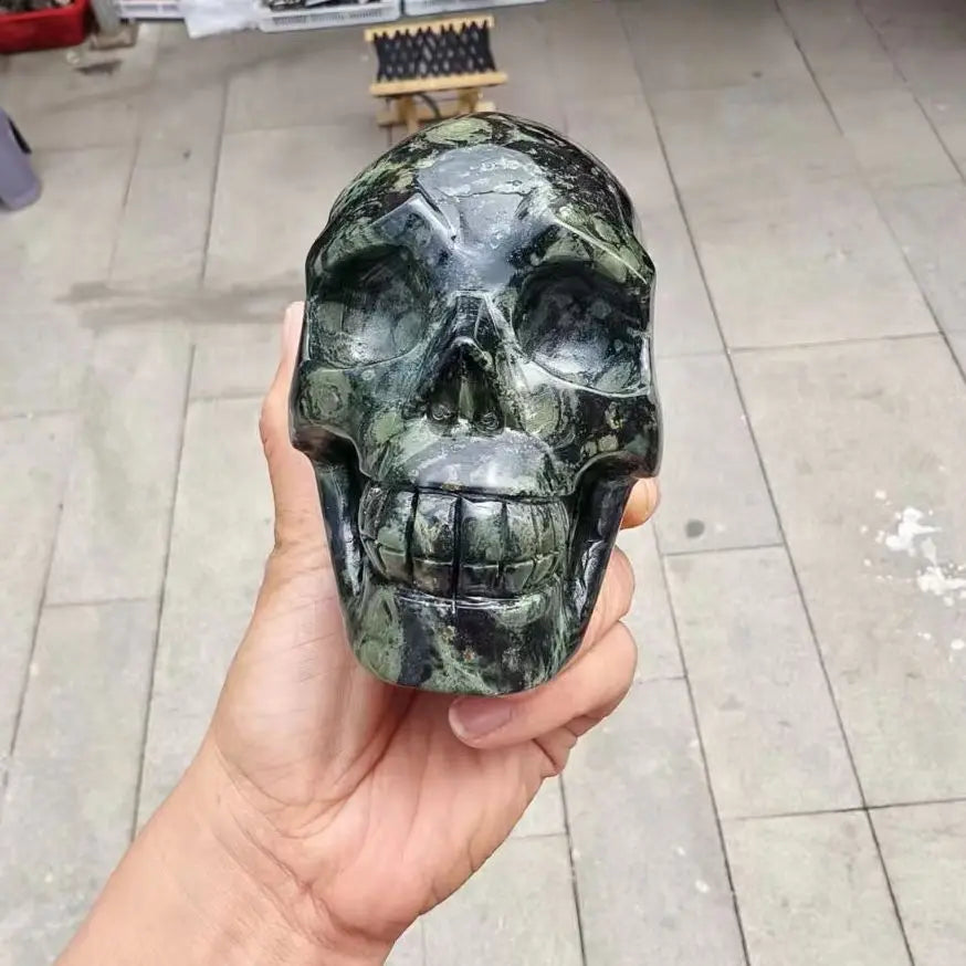 Green Peacock Eye Stone Skull-ToShay.org