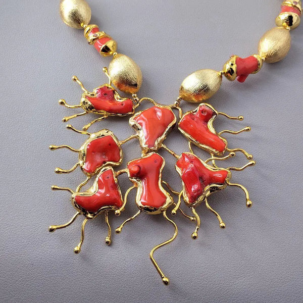 Orange Coral Bead Necklace-ToShay.org
