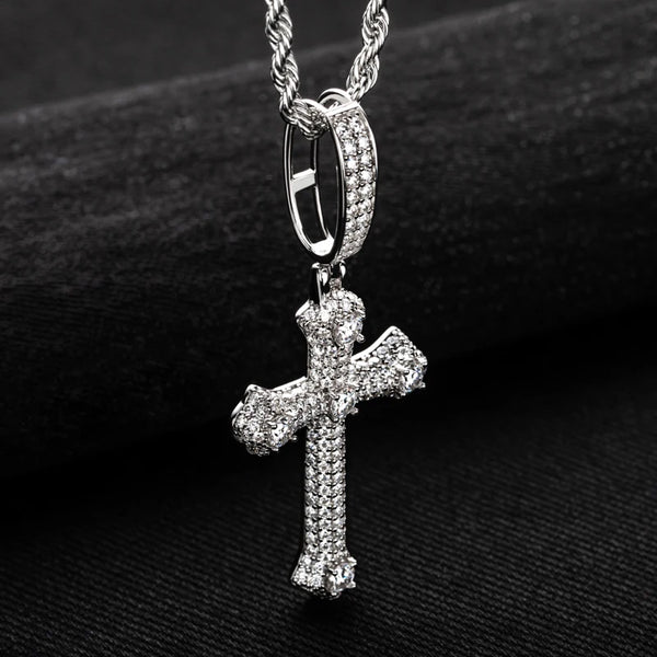 Silver Crystal Cross Pendant-ToShay.org