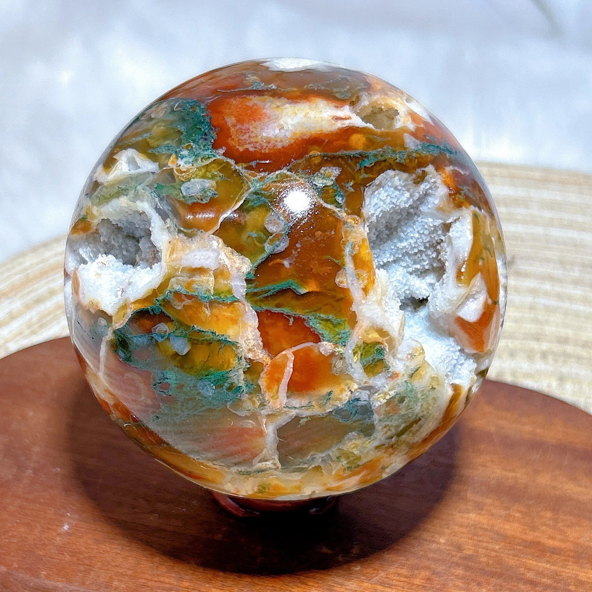 Carnelian Moss Agate Ball-ToShay.org