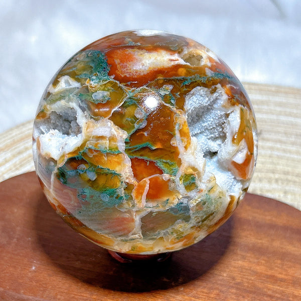 Carnelian Moss Agate Ball-ToShay.org