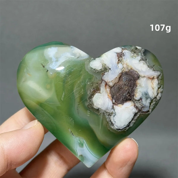 Green Sakura Agate Heart-ToShay.org