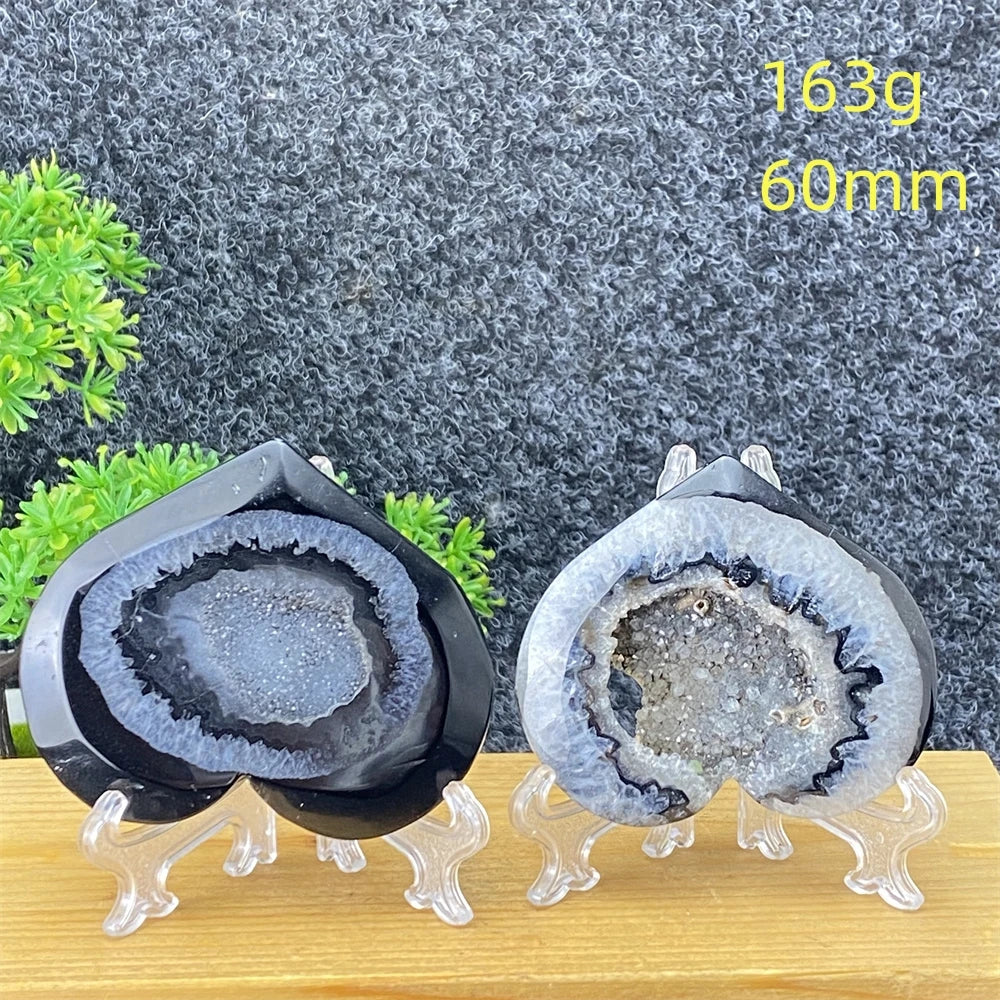 Black Agate Geode Heart-ToShay.org