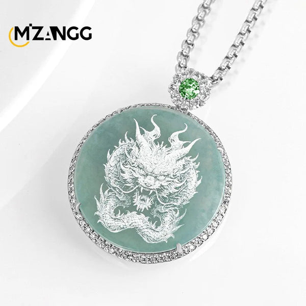 Blue Jadeite Dragon Pendant-ToShay.org