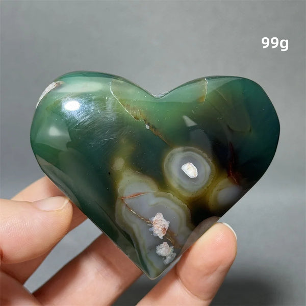 Green Sakura Agate Heart-ToShay.org