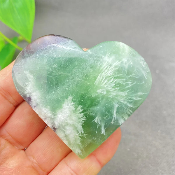 Green Feather Fluorite Heart-ToShay.org