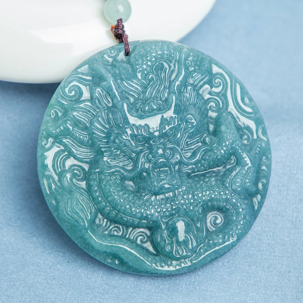 Blue Jade Dragon Pendant-ToShay.org