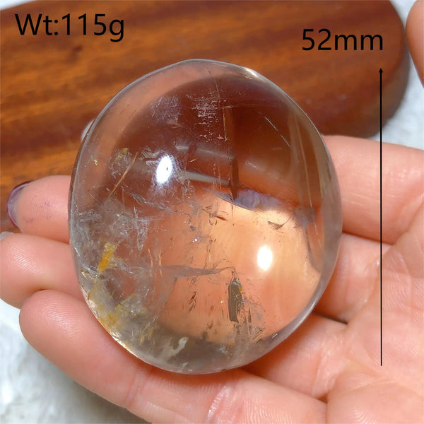 Clear Smokey Quartz Palm Stone-ToShay.org