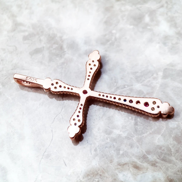 Pink Rose Gold Cross Pendant-ToShay.org