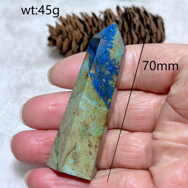 Blue Azurite Chrysocolla Point-ToShay.org