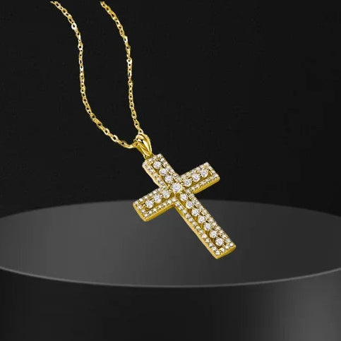 Gold Diamond Cross Necklace-ToShay.org
