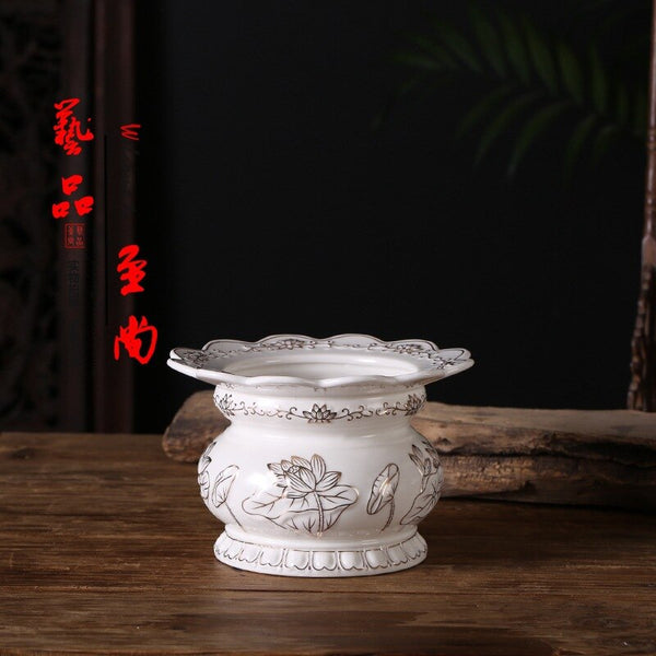 White Porcelain Incense Burner-ToShay.org