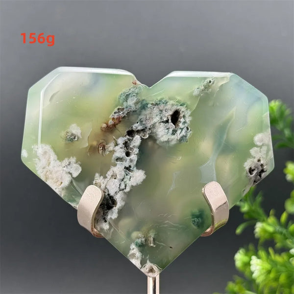 Green Cherry Blossom Agate Heart-ToShay.org