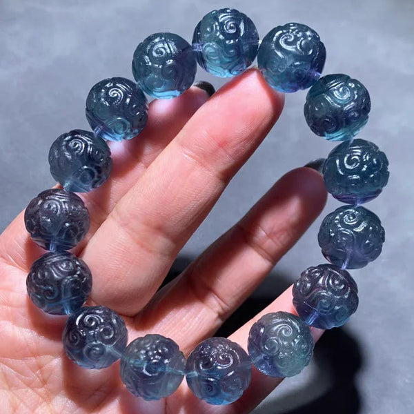 Blue Fluorite Carved Bracelet-ToShay.org