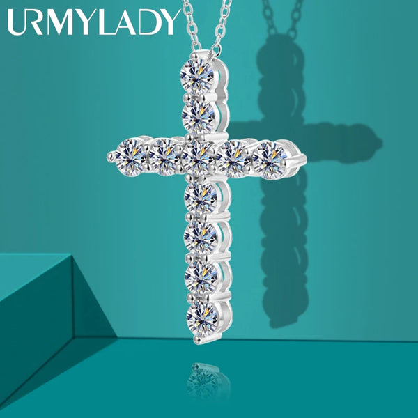 Silver Crystal Cross Pendant-ToShay.org
