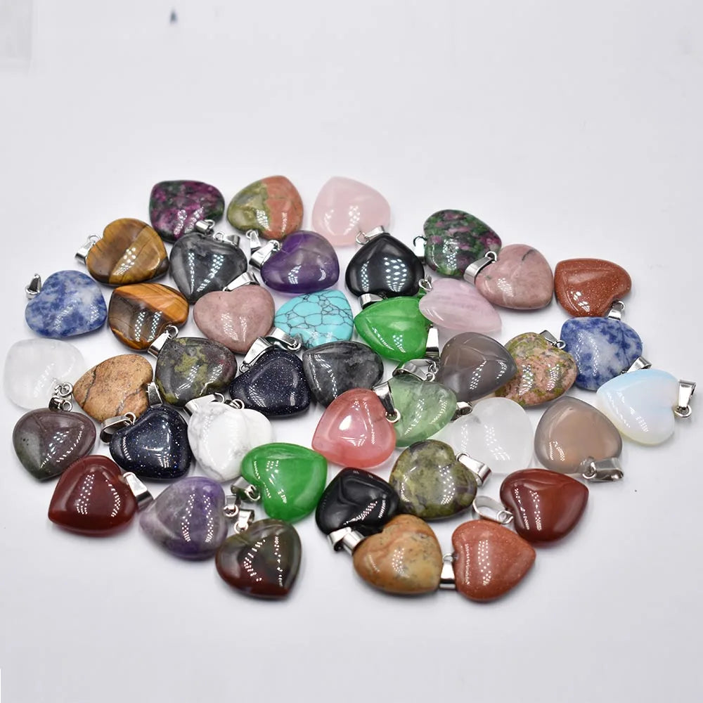 Mixed Crystal Heart Pendants-ToShay.org