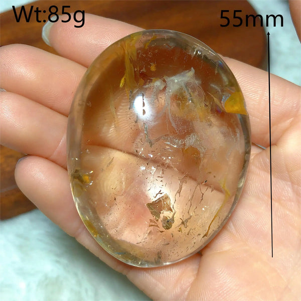 Clear Smokey Quartz Palm Stone-ToShay.org