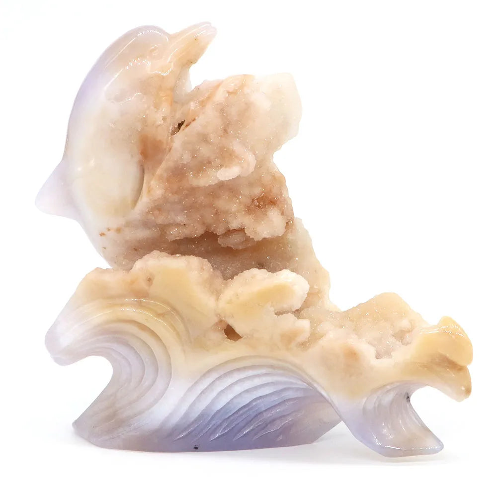 Grey Agate Chalcedony Dolphin-ToShay.org