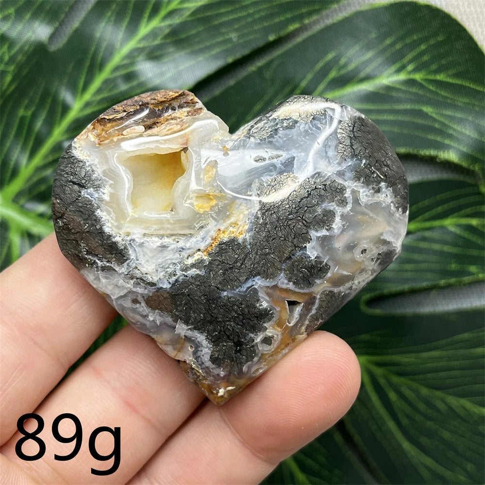 Yellow Chalcopyrite Agate Heart-ToShay.org