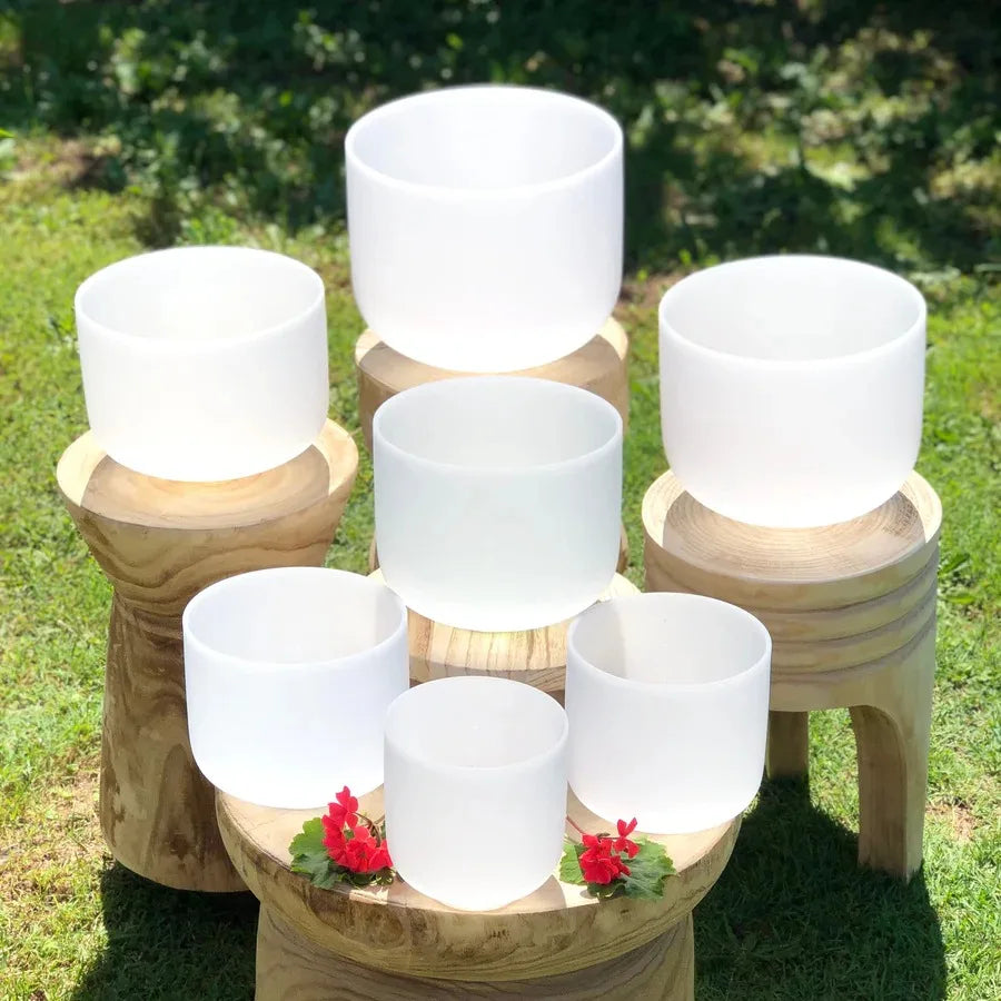 White Frosted Singing Bowls-ToShay.org