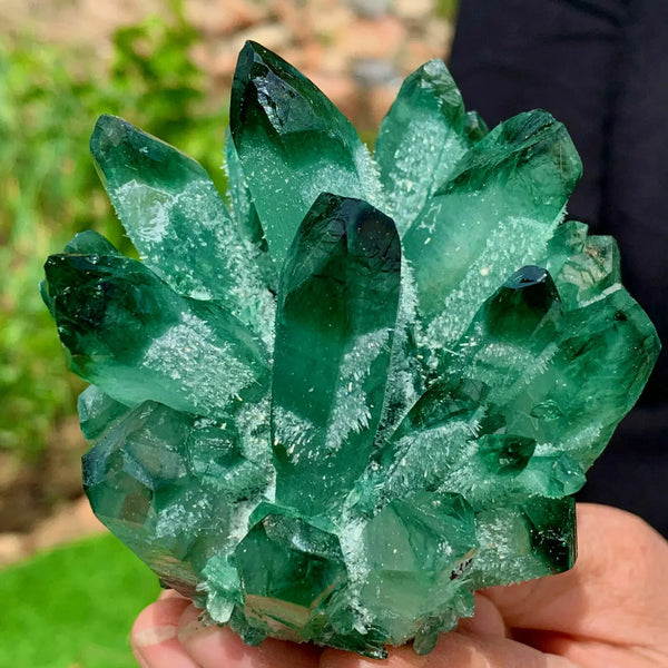 Green Phantom Quartz Crystal Cluster-ToShay.org
