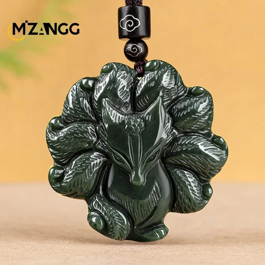 Black Ink Jade Fox Pendant-ToShay.org
