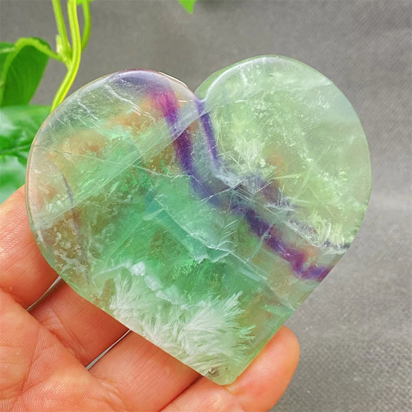 Green Feather Fluorite Heart-ToShay.org