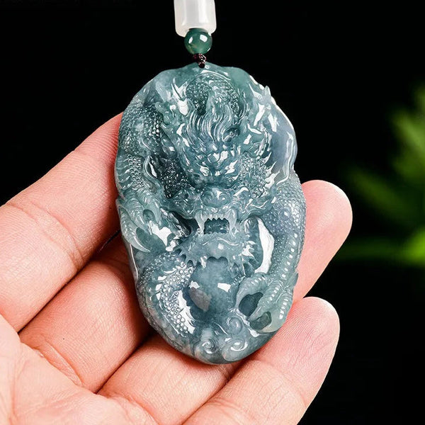 Blue Jade Dragon Pendant-ToShay.org