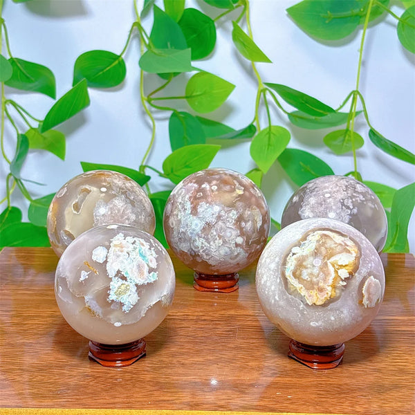 Pink Flower Agate Ball-ToShay.org