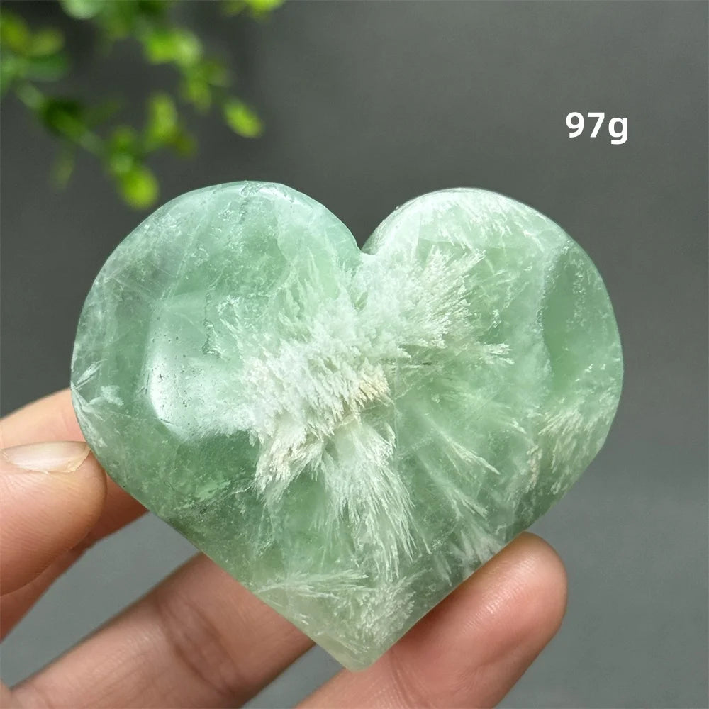 Green Feather Fluorite Heart-ToShay.org