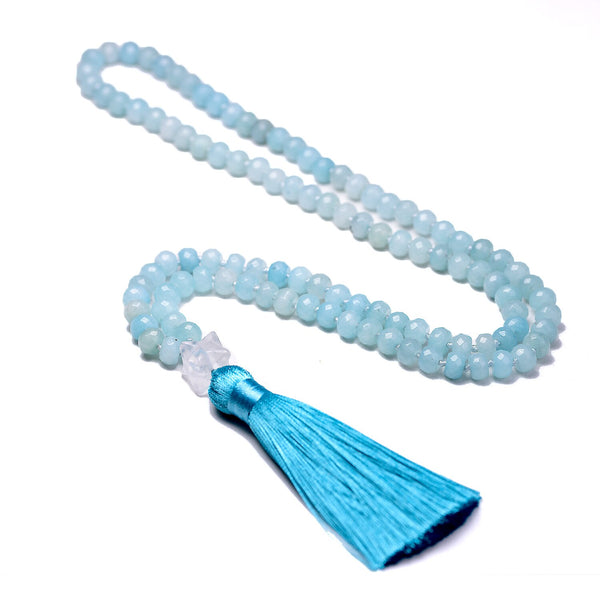 Blue Aquamarine Mala Beads-ToShay.org
